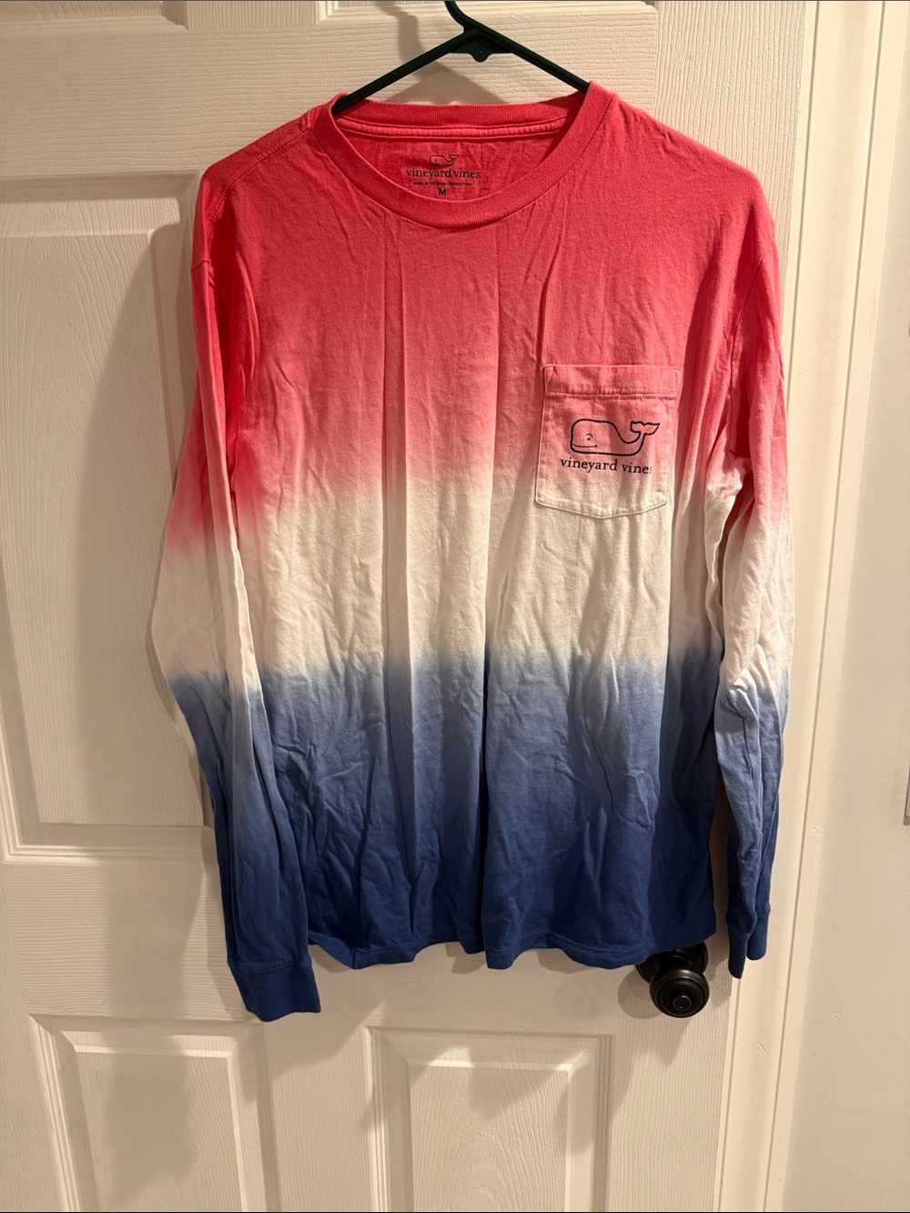 Vineyard Vines Red White Blue Ombre Pocket Long-Sleeve Tee